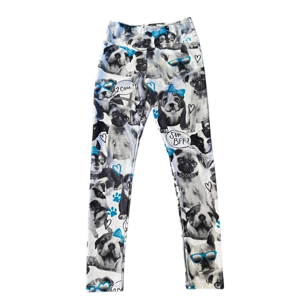 Justice Blue and Black Dog Print Leggings GUC - Picture 2 of 4